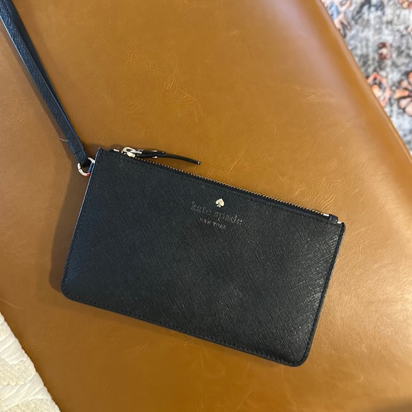 Kate Spade black leather wristlet - Picture 1 of 4